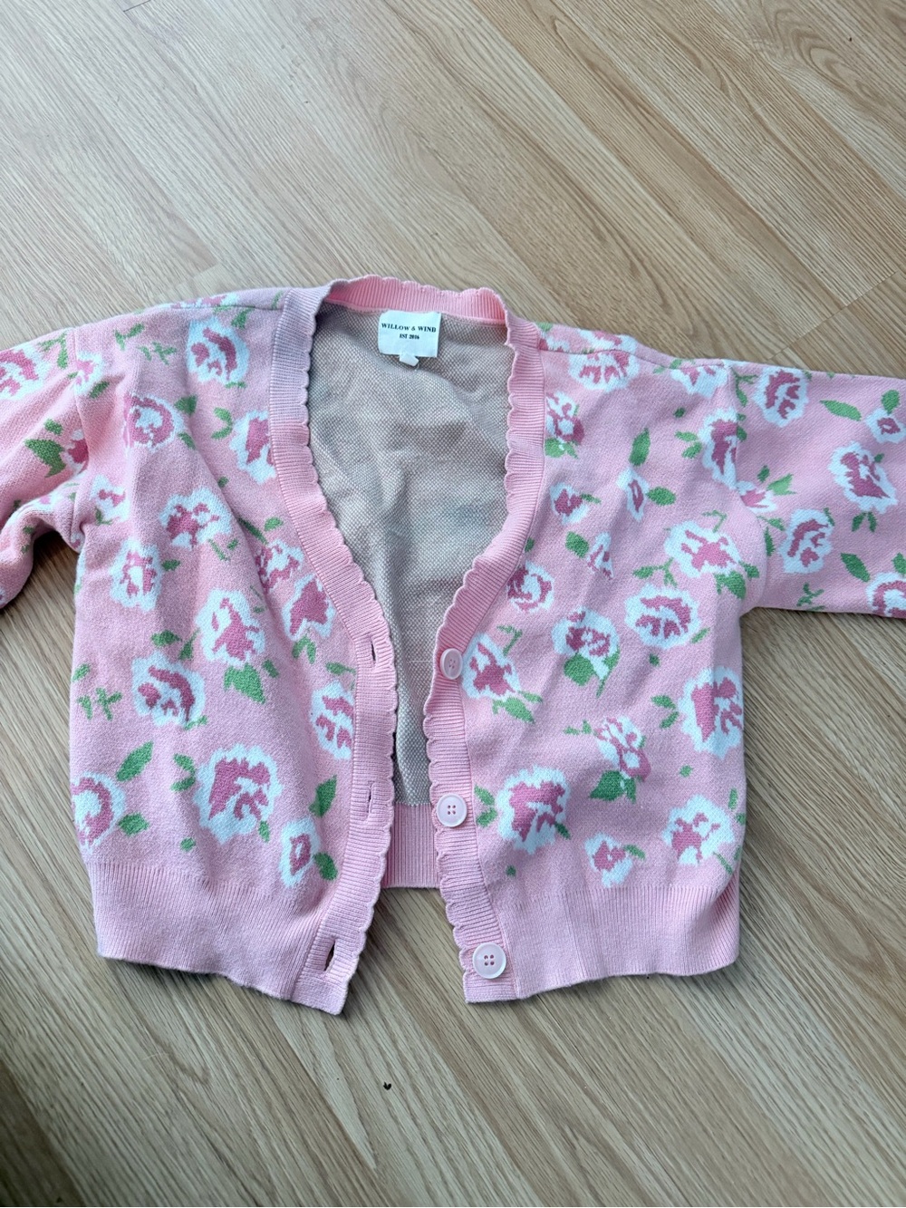 Willow & Wynn Pink Floral Knit Cardigan for Girls